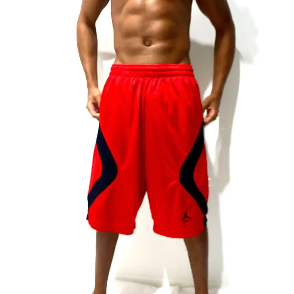 Jordan Vintage Super Rare Signature Basketball Shorts Dazzle Red Black